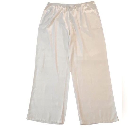 Aeropostale Linen Wide Leg Pants, Pull On Adjustible Drawstring, White, Size XL - Picture 1 of 9